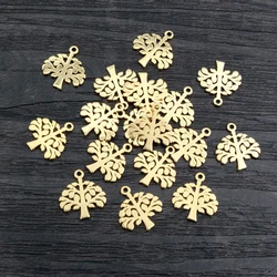 10pcs 13x12mm 316 Stainless Steel Gold Plated Tree Small Charms Pendant For Necklace DIY Jewelry Making Accessories Findings