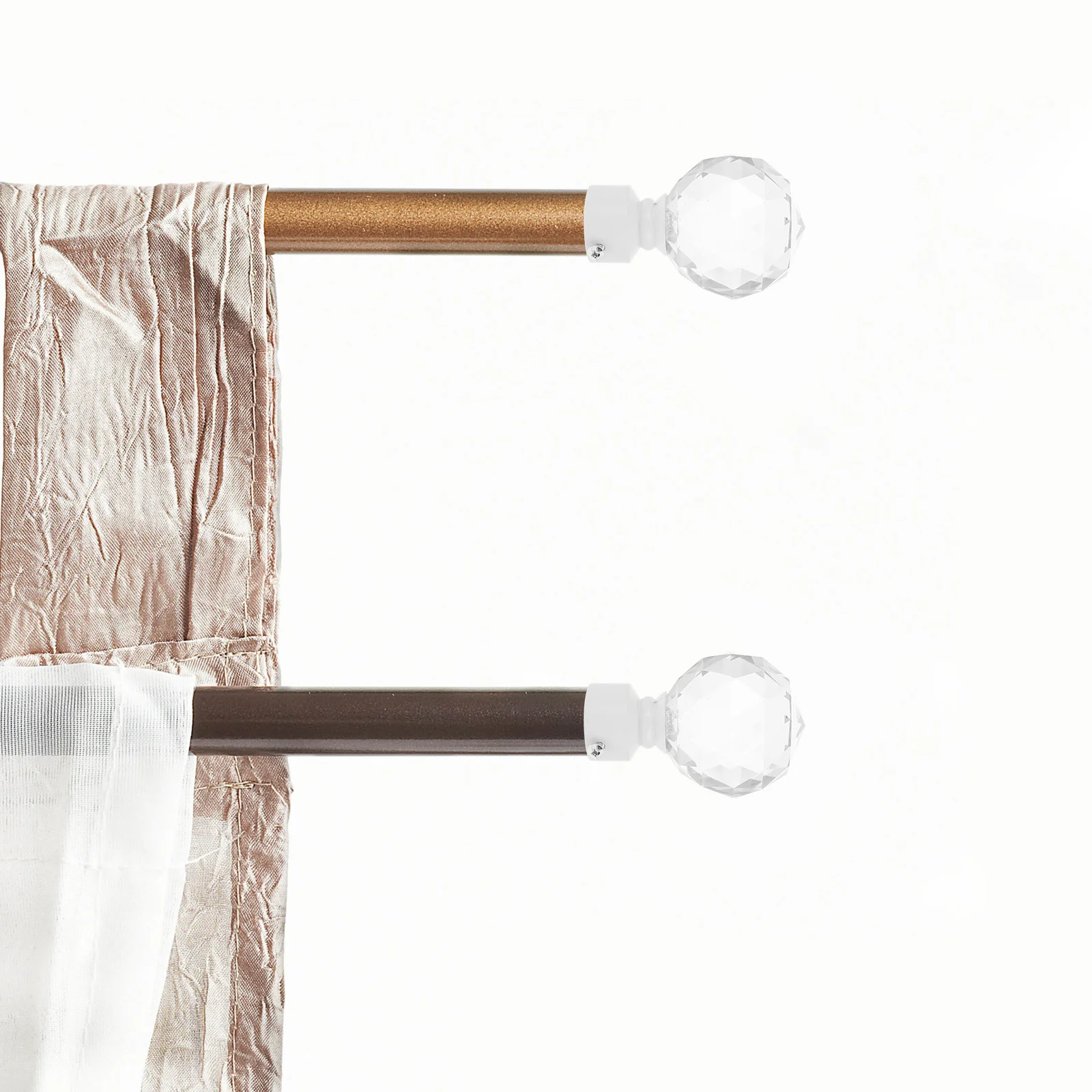 

2pcs Curtain Rod Decorative Head Iron Crystal End For Window Living Room Bedroom Decoration Curtain Accessories