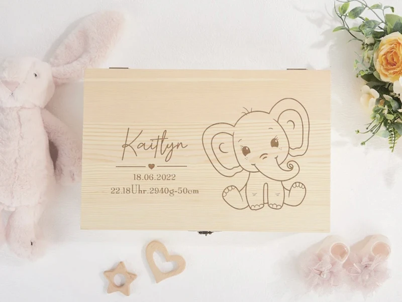 Personalized Baby Keepsake Box | Wood Memory Box | New Mom Gift | Custom Baby Gift Box | Baby Shower Decoration | Baptism Gifts