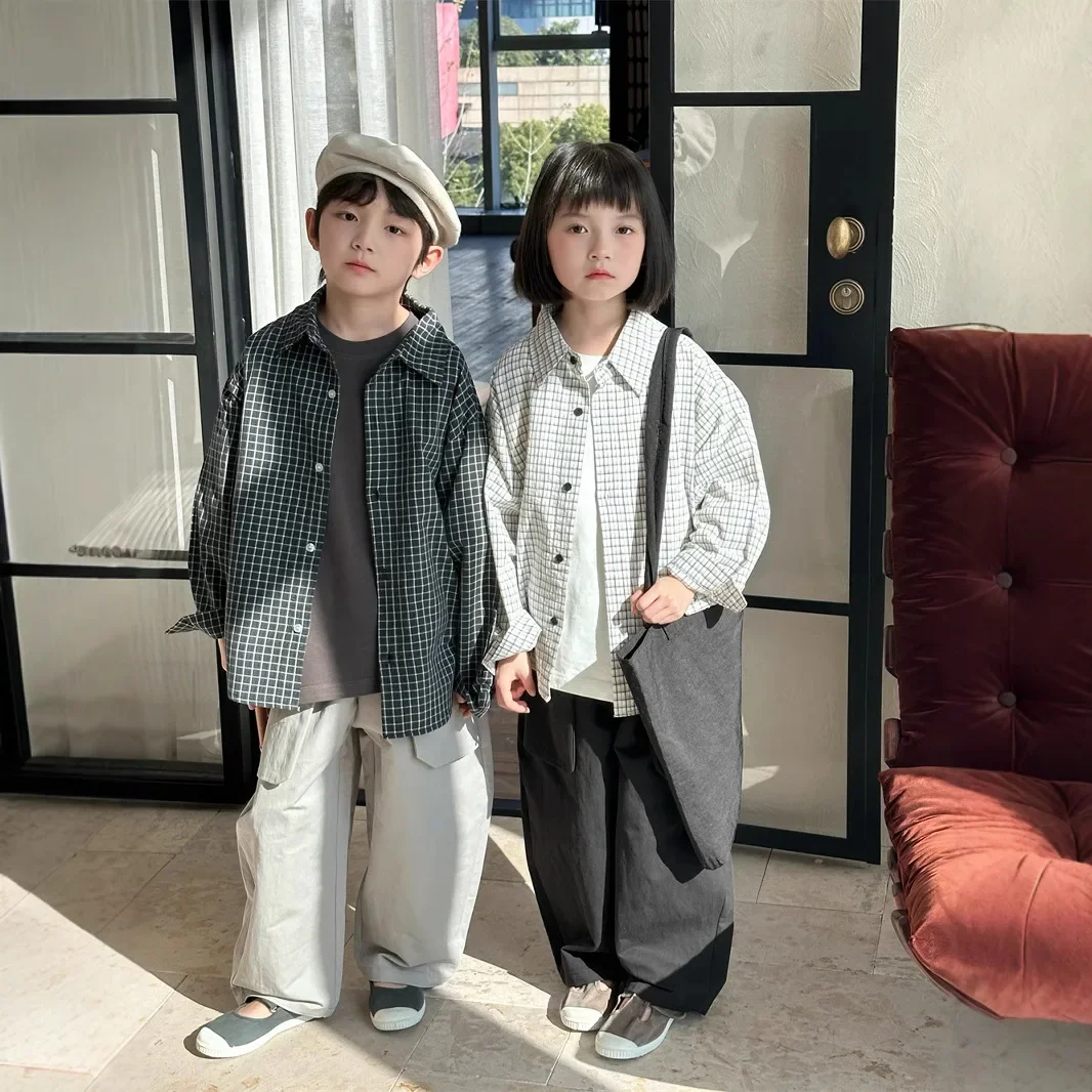 

Children Clothes Kids Casual Loose Shirt 2025 Spring Summer New Boys and Girls Fashionable Simple Lapel Trend Shirt Coat