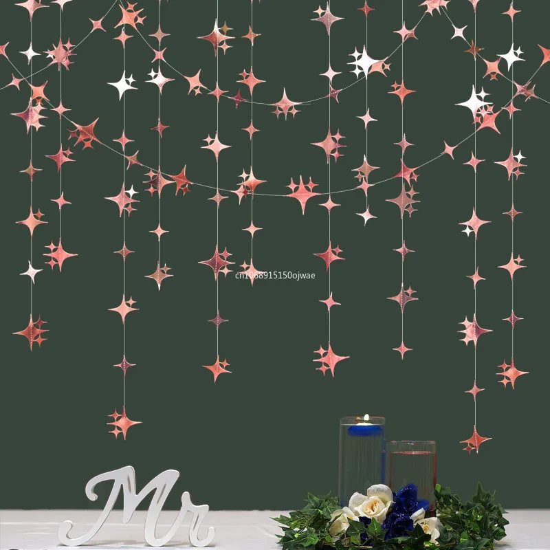 Guirnaldas de papel redondas de estrellas creativas, decoraciones colgantes para fiesta de cumpleaños, decoración romántica para habitación de boda, suministros para fiestas, 1 Uds.