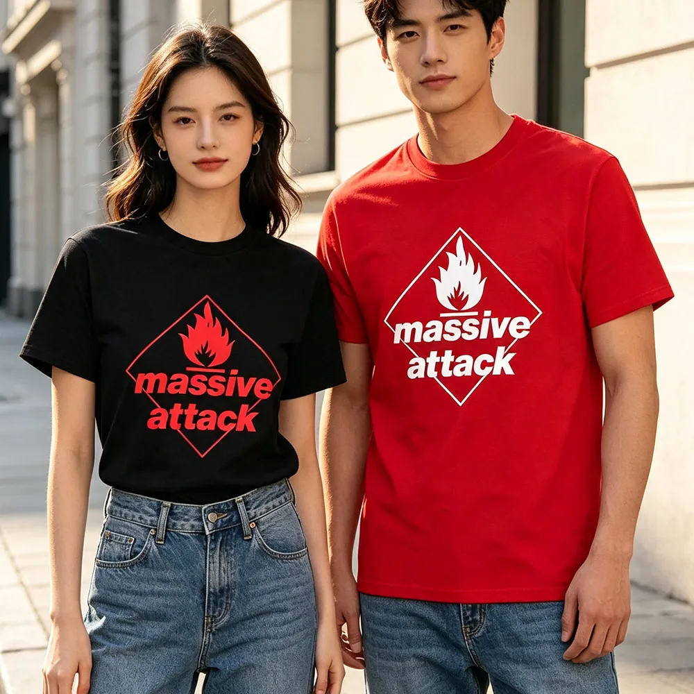 BLUE LINES Logo Print T-SHIRT Massive Attack Band Design Tshirts Short Sleeve Cotton Women Tees Graphic Merch Casual Unisex Top