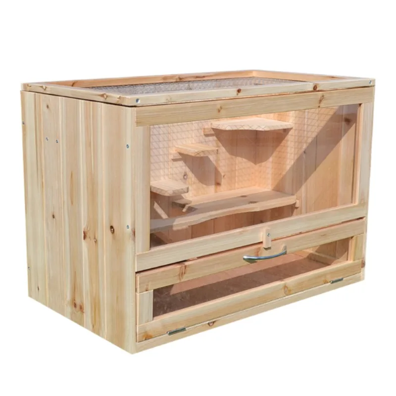 

Hamster Den Solid Wood Wooden Hamster House Hamster Cage Den Pet Villa Plexiglass Rutin Chicken Chinchilla