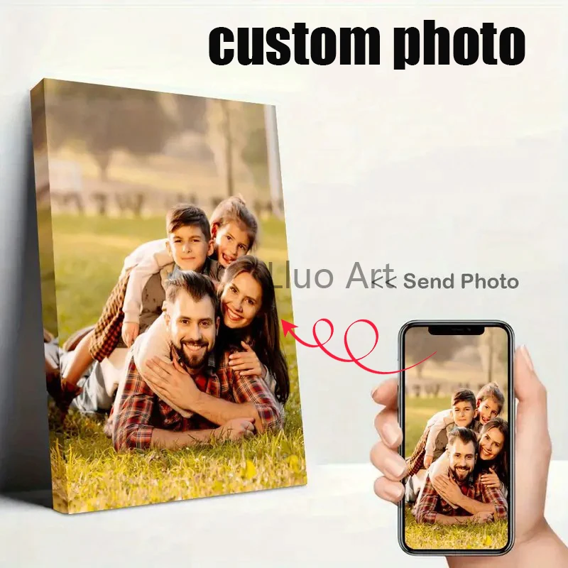 

Custom Photo Canvas Print in Wood Frame - Personalized Family Picture, Wedding, Anniversary, Birthday Gift - Upload Your Own Pho