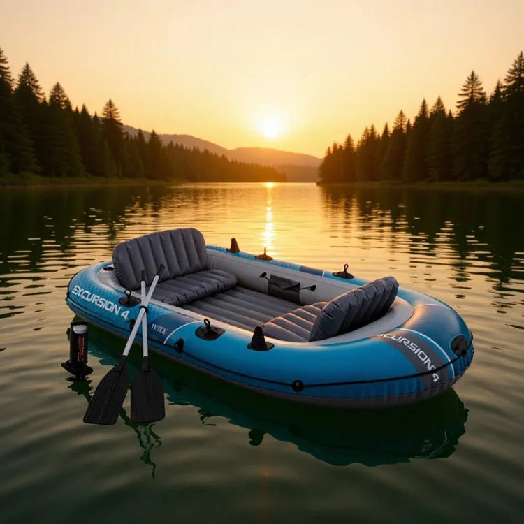 Original and genuine four or five-person inflatable boat rubber rowing boat fishing boat thickened view 2