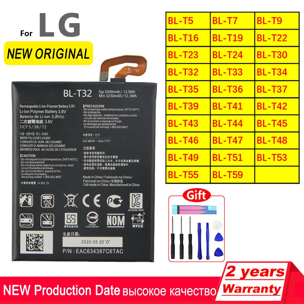 Original Battery For LG Replacement Batteria BL T5 T7 T9 T16 T19 T22 T23 T24 T30 T32 T33 T34 T36 T37 T39 T41 T42 T43 T49 T51 T55