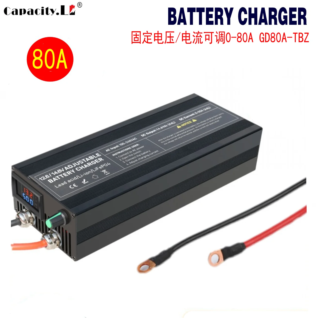 12v 50a Lifepo4 Charger 80A 30a Fast Charger 900w 40A Lithium Battery Charger 14.6V Battery 60A Adapter Camping Battery Charging