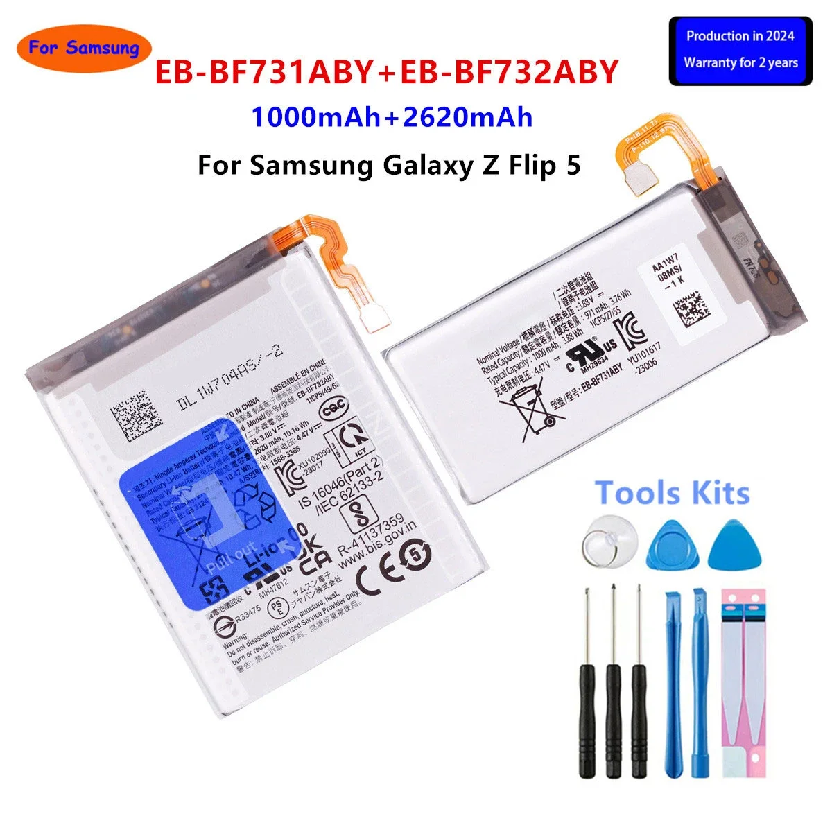 Brand New EB-BF731ABY EB-BF732ABY Battery For Samsung Galaxy Z Flip 5 SM-F7310 F731 F732 Replacement  Batteries+Tools