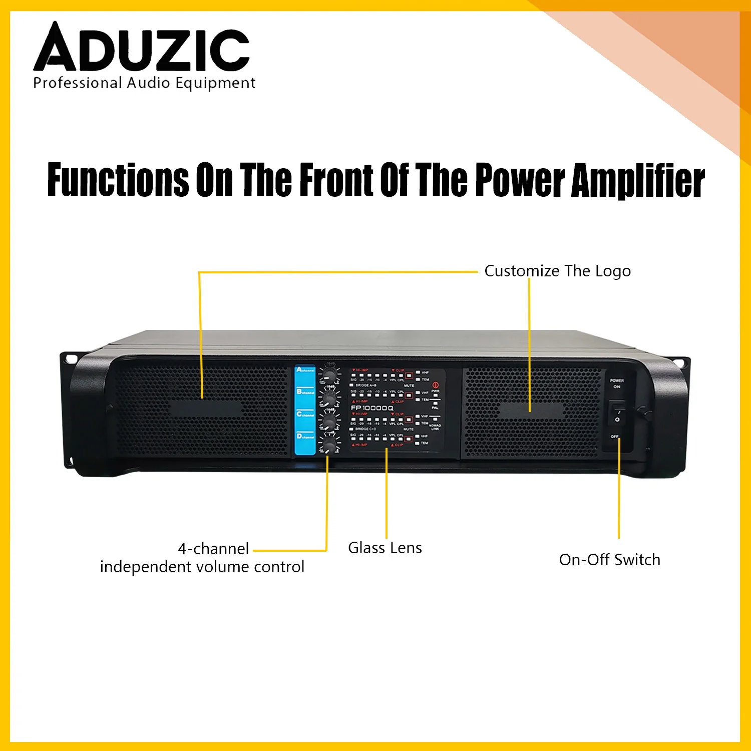 Aduzic FP10000Q Professional Digital Power Amplifier 1350W x 4 Channel Subwoofer Amp Line Array Amplifiers Audio Sound System