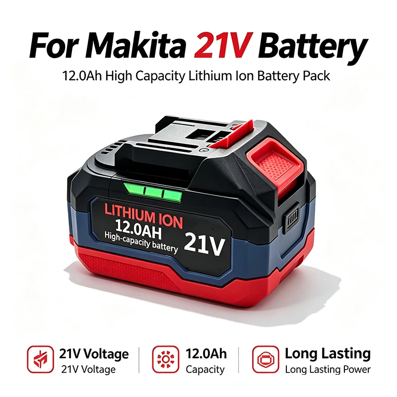 for Makita 21V Battery, 12Ah High Capacity Lithium Ion Battery Pack Replacement for 18V LXT Cordless Tools, Fits DDF487 BL1860