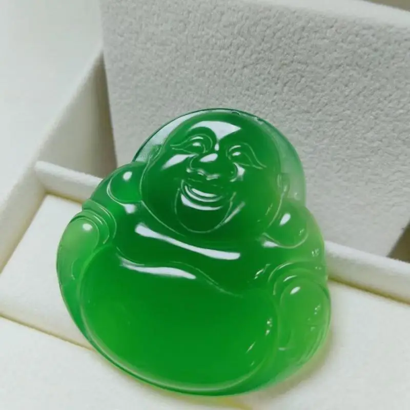 

Grade A Green Jade Buddha Necklace Men Women Myanmar Jadeite With Certificate Burma Jades Maitreya Buddha Pendant Necklaces