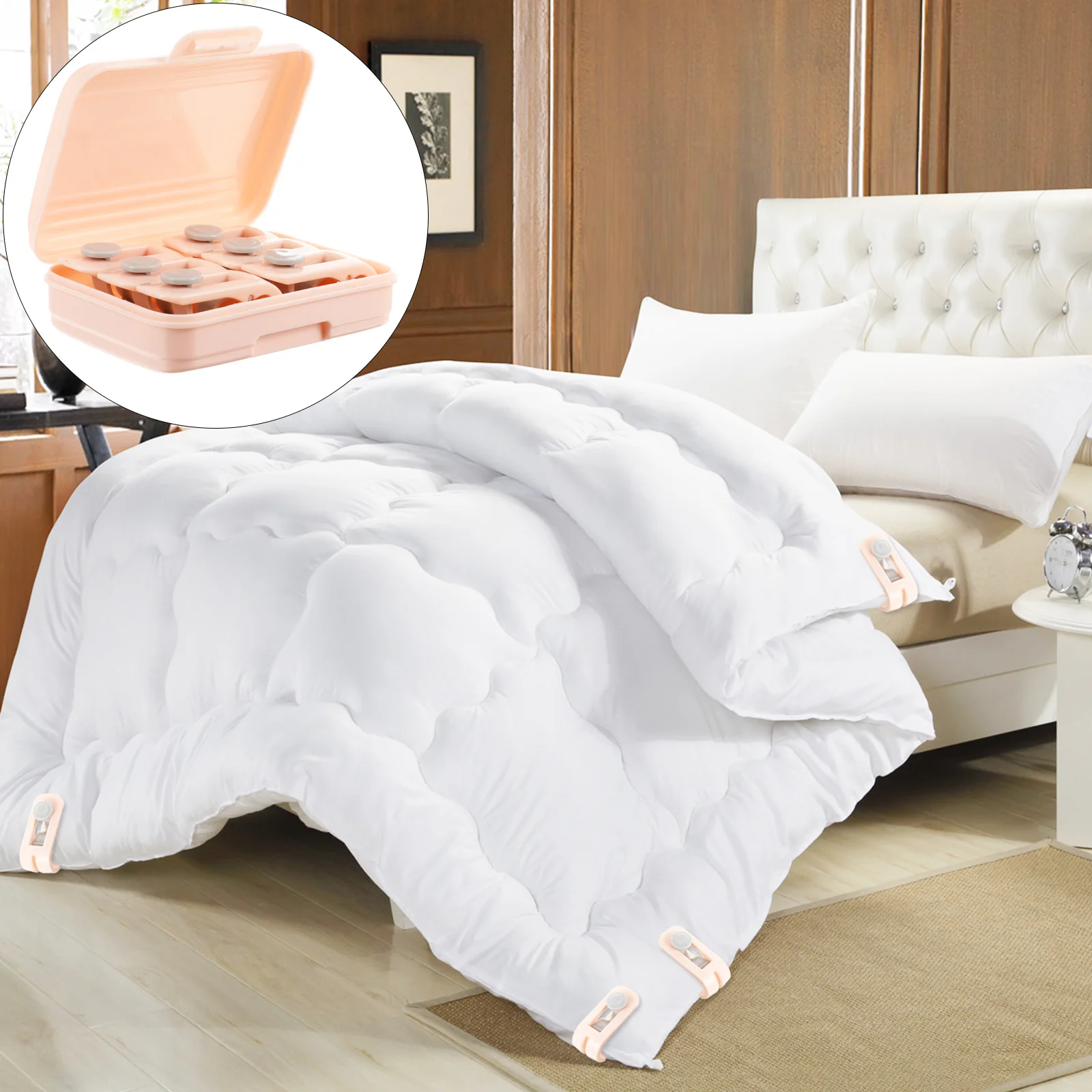 

6Pcs Quilt Cover Fixator Clips Anti Slip Bed Quilt Clamps U Shaped Design for Comfortable Night Sleep