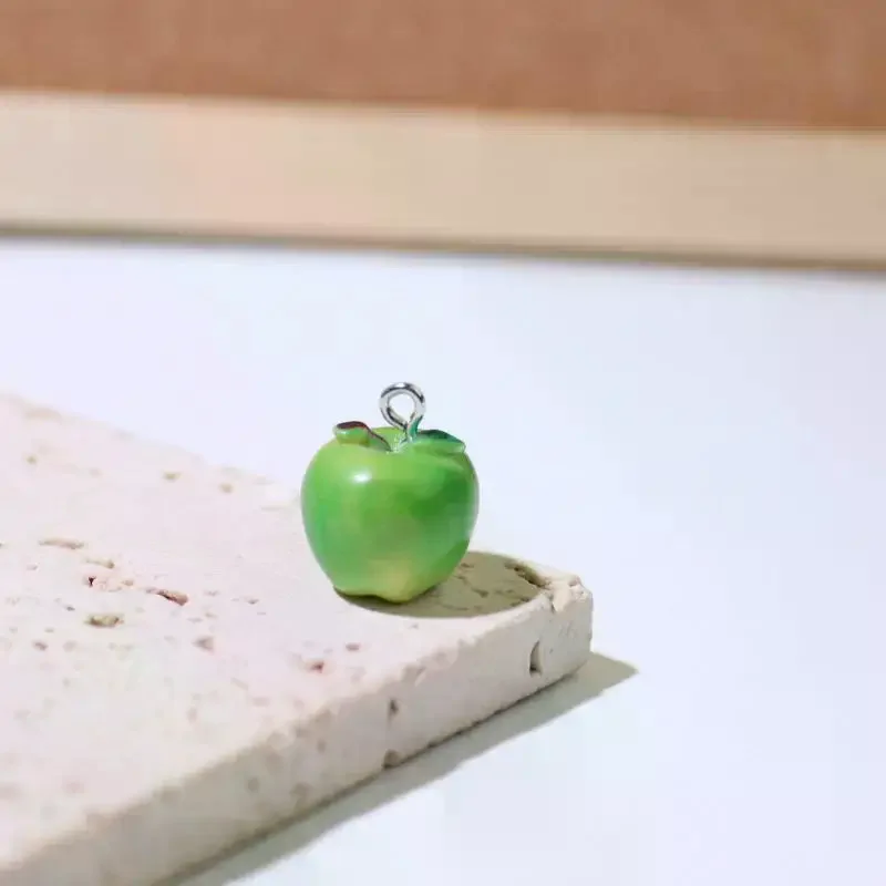 Simulated Fruit Pendants 3D Resin Peach Pear Charms: 2Pcs Handmade Jewelry Earring Keychain DIY Findings Materials