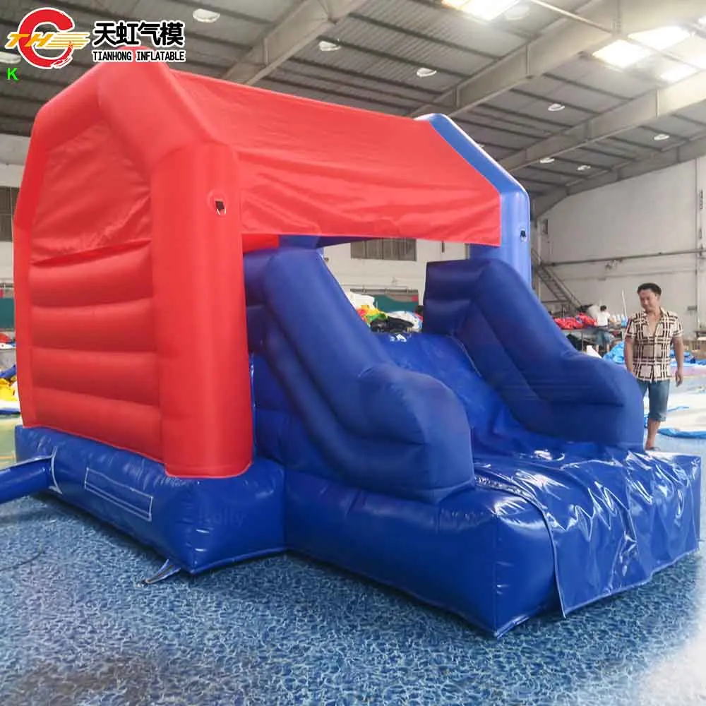 4 x 4 m aufblasbarer Hüpfer für Kinder mit Rutsche, aufblasbare Rutsche für den Hinterhof, Hüpfburg, Karneval, Luftpullover mit Gebläse