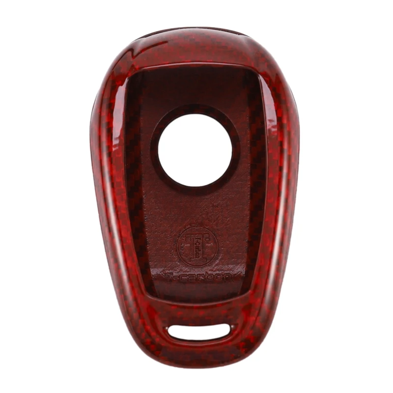 Red Real Carbon Fiber Case Remote Fob Key Cover Fit For Alfa Romeo Giulia Stelvio