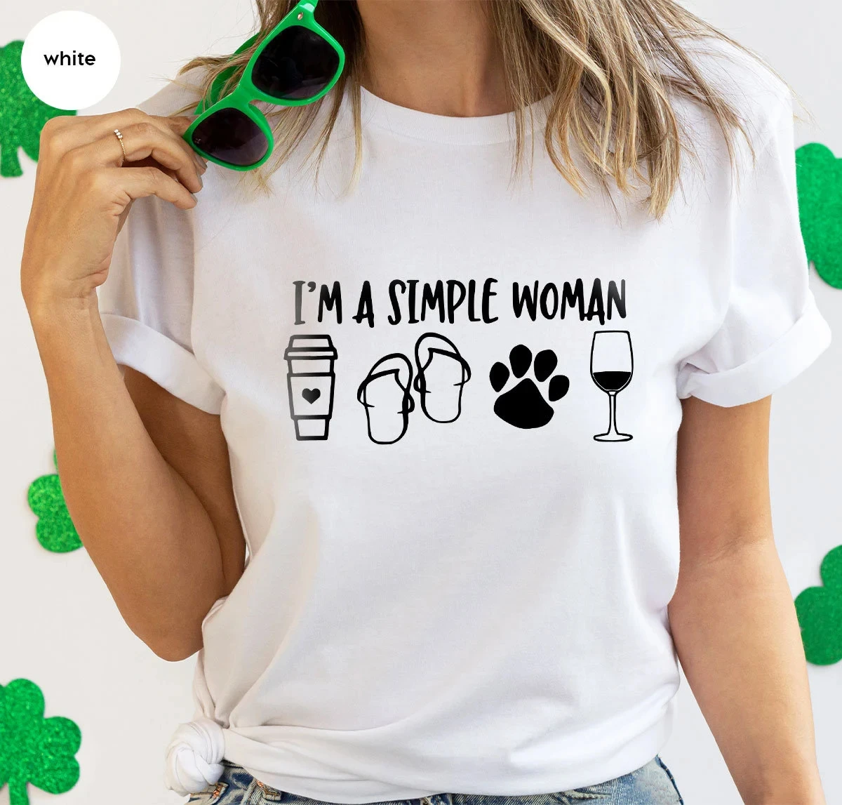 

I'm A Simple Woman T-shirt, Coffee Dog Wine Girl Shirt, Women's Shirt, T-Shirt, Simple Girl Tee, Funny Women Shirt Short Sleeve