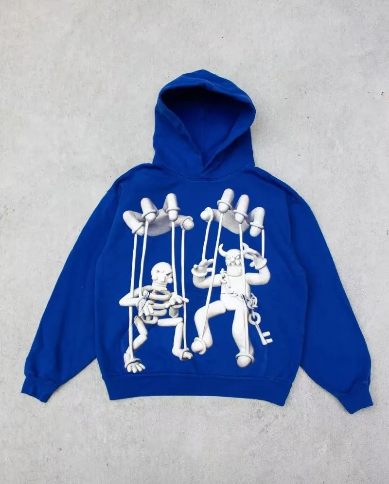 

Американский уникальный аниме-графический дизайн TiKi, мужской пуловер Y2K Harajuku High Street, толстовка с капюшоном для пары, повседневная модная модная толстовка