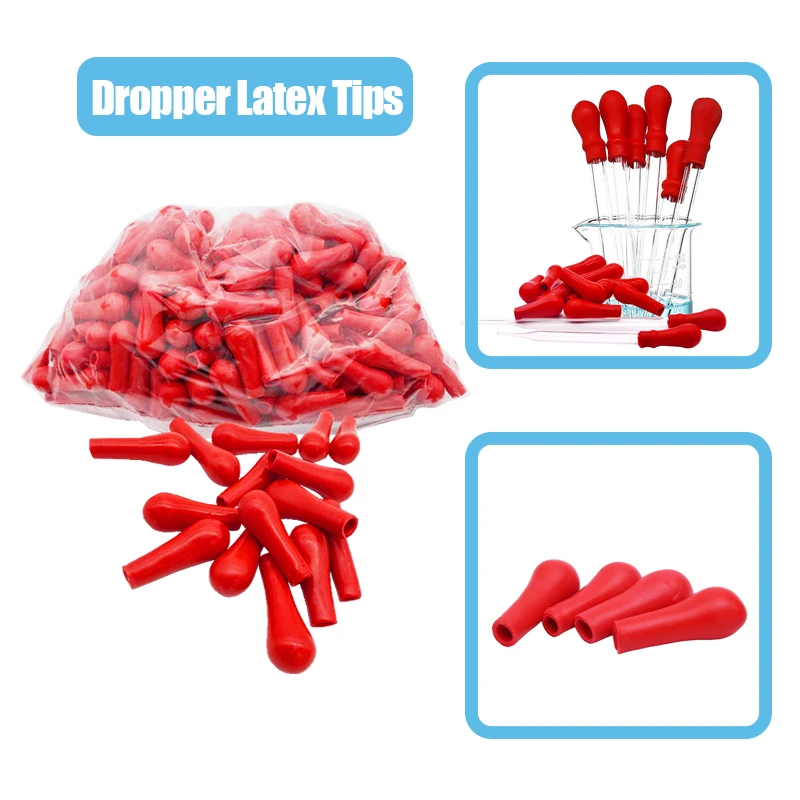 

10pcs/bag Latex Cap Red head,Latex Head Pipette Dropper Chemical Laboratory Pipette With latex cap