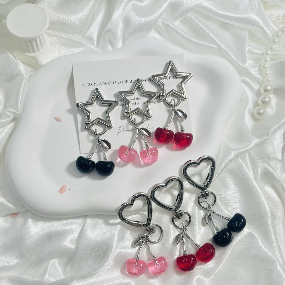 

Cross Border Popular Jewelry Simulation Cherry Keychain Fruit Creative Design Sense Pendant Accessories Keyring Car Key