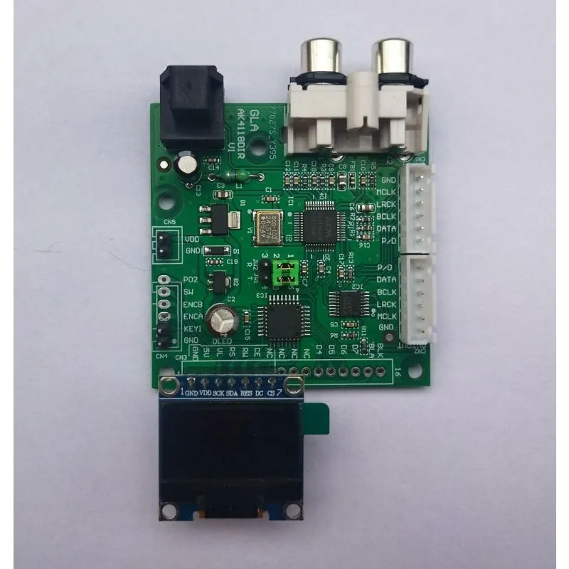 AK4118/Fiber/Coaxial/I2S Input/I2S Output Digital Receiver Board, Soft Control/Sampling Display