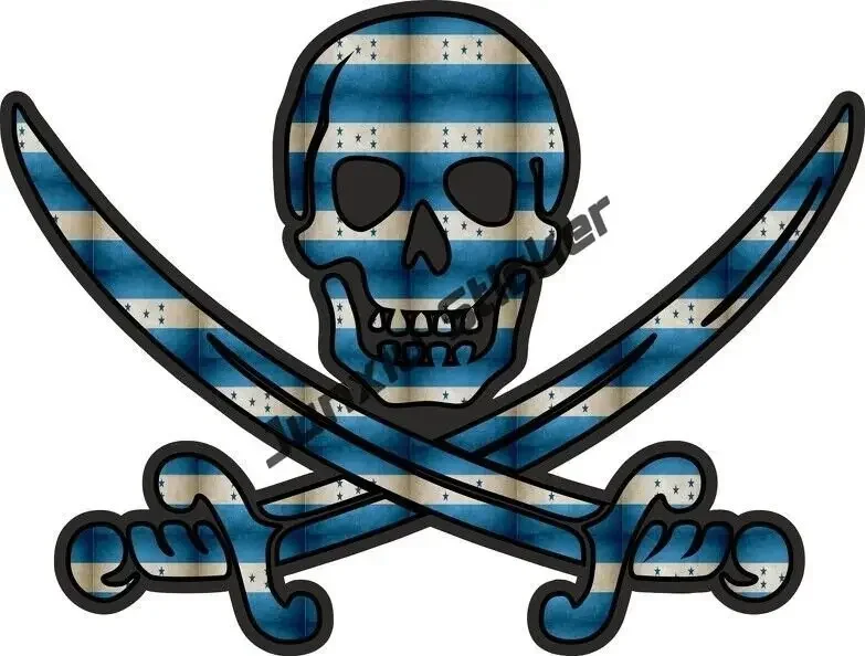 온두라스 국기 엠블럼 비닐 스티커 불꽃이있는 온두라스 해골 국가 코드 플래그가있는 타원형 HN 스티커 내구성과 고품질