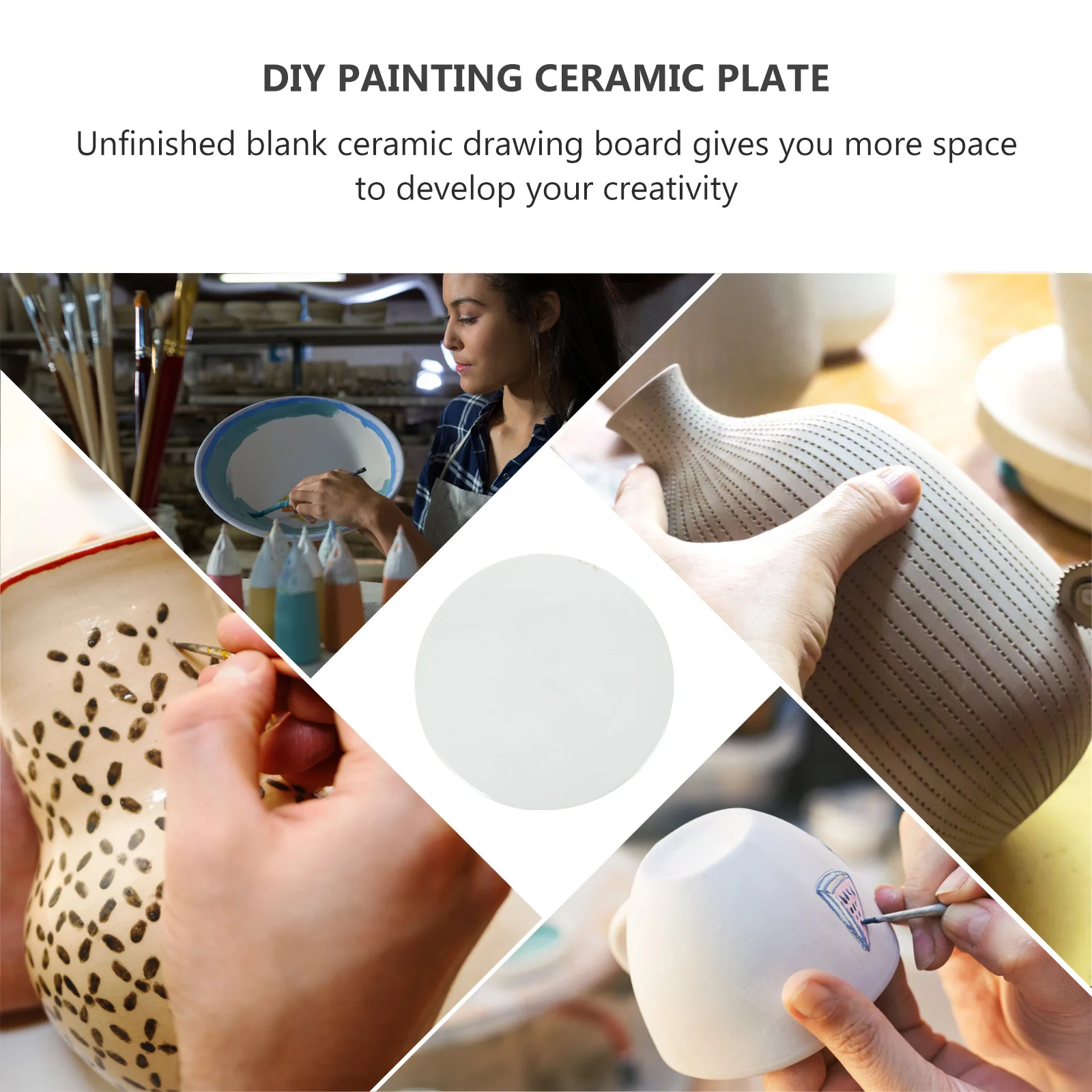 

Unfinished Ceramic Plates 12pcs Drawing Boards for Kids Art Class Graffiti Practice Blank Round Craft Tiles Creativity