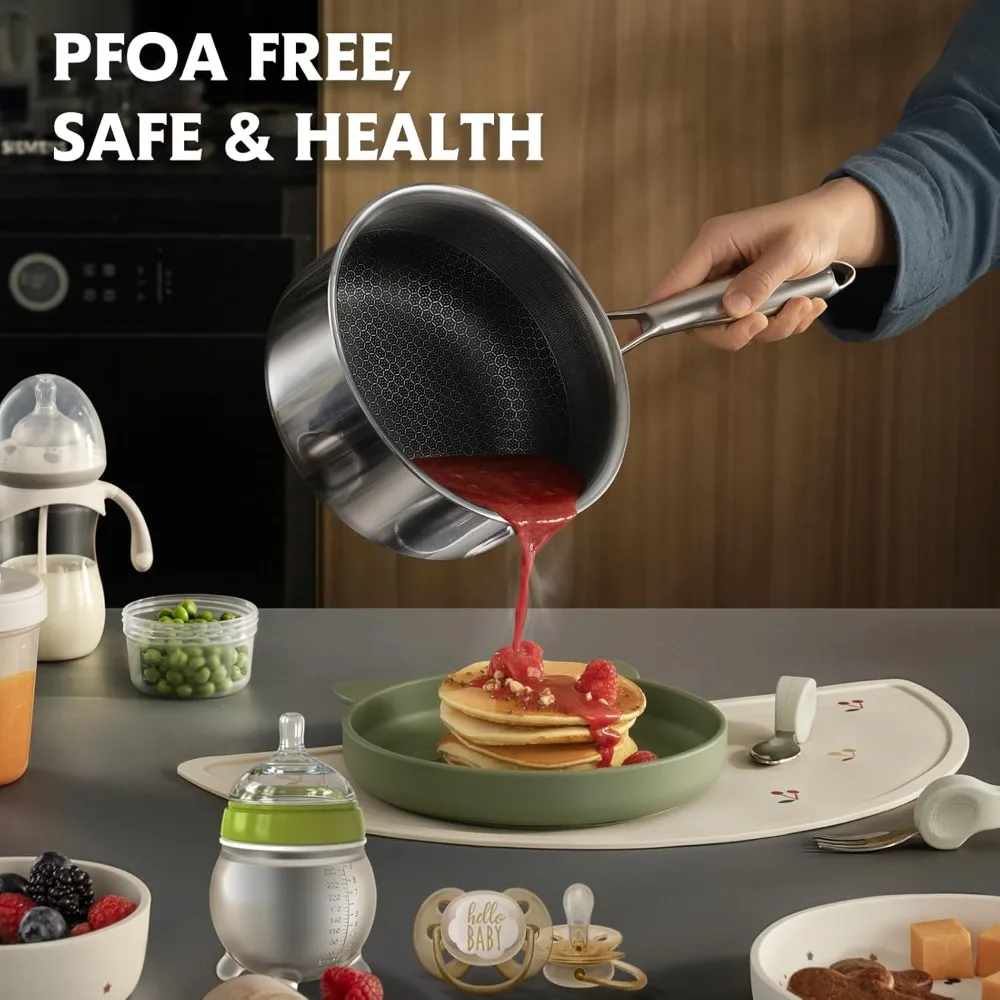 10-częściowy zestaw naczyń z pokrywkami, nieprzywierający, hybrydowy zestaw naczyń ze stali nierdzewnej, patelnia, garnek do zupy, patelnia do smażenia, do gotowania w kuchni