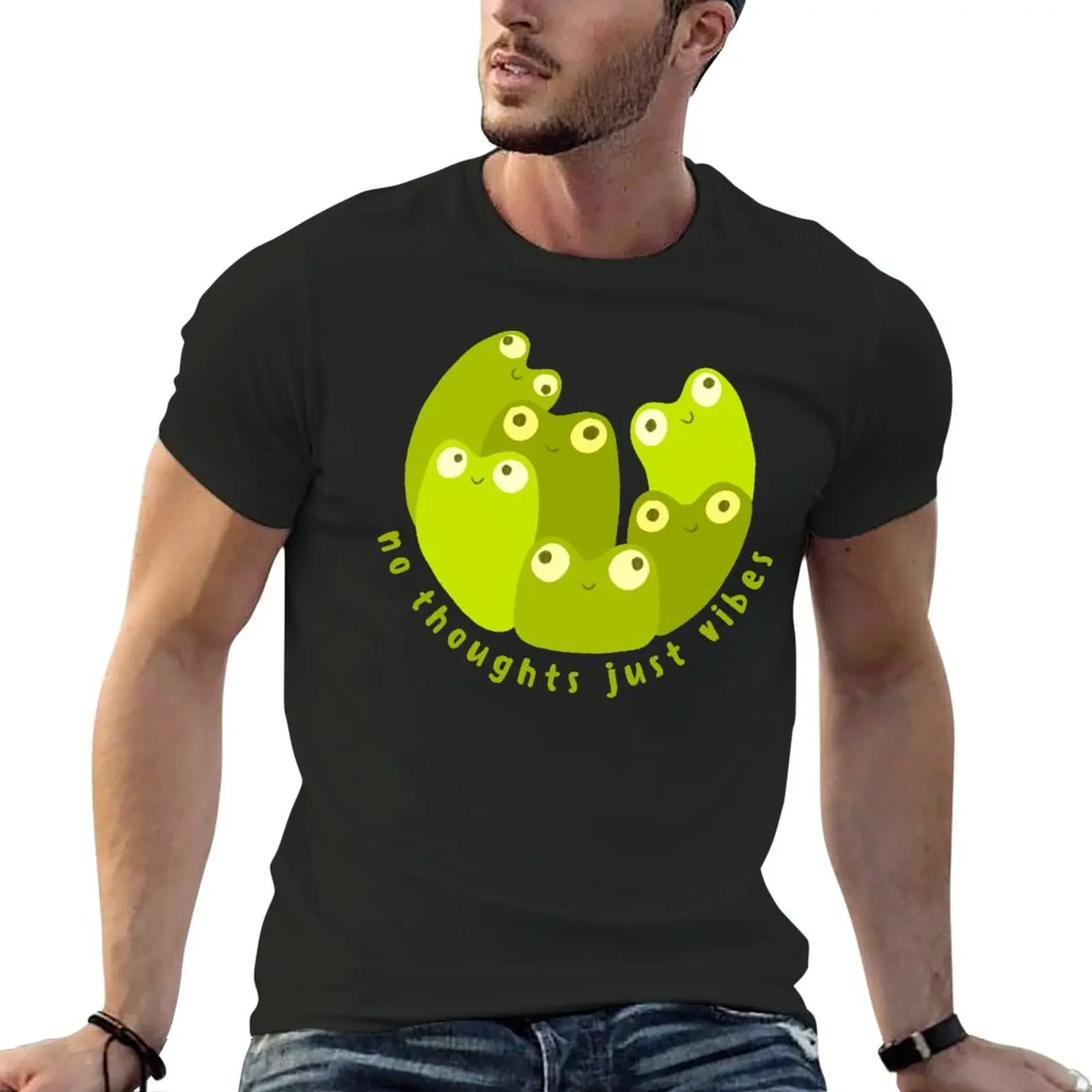 

No thoughts just vibes frogs T-shirt funnys plain heavyweights mens graphic t-shirts funny