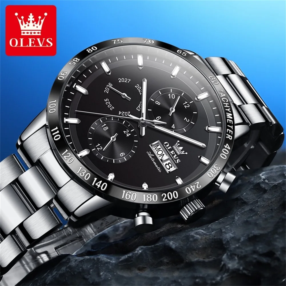 OLEVS TOP Brand Men\'s Watches Multifunctional Dual Calendar High Quality Waterproof Automatic Mechanical Wristwatch for Man NEW