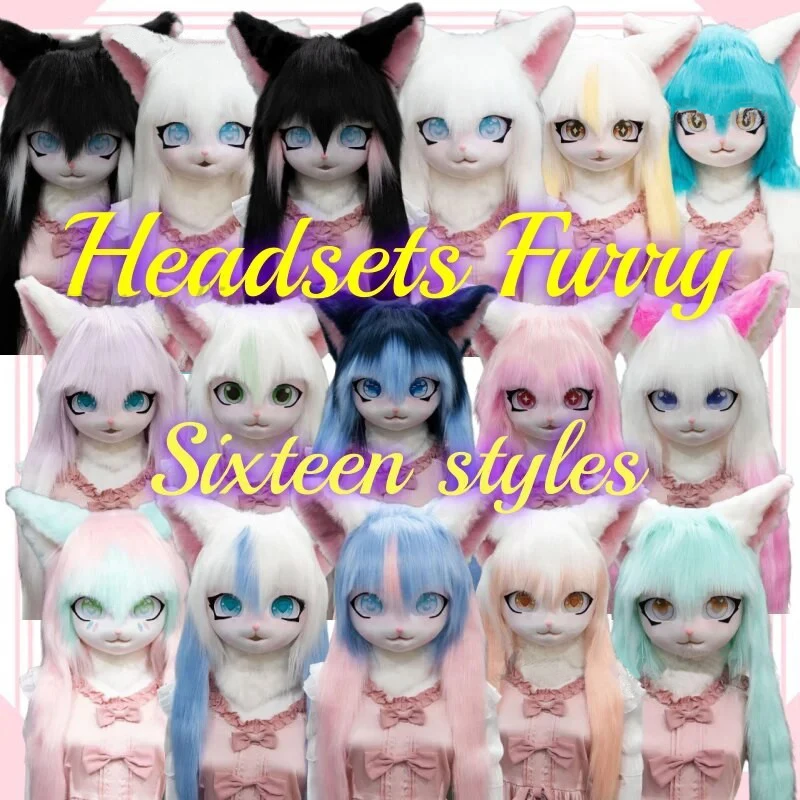Headset Furry Kig Cosplay Mask Paw Head Base Comiket Furry Fursuit Kigurumi Animal Cat Doll Beast Halloween Role-playing Costume