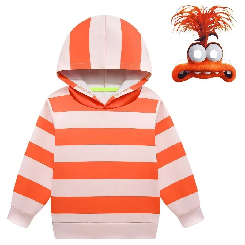 Conjuntos de sudadera con capucha de rol de películas para niños, Cosplay de dentro hacia fuera, ropa de ansiedad, sudadera informal, traje, sudaderas con capucha, pantalones, trajes con máscara