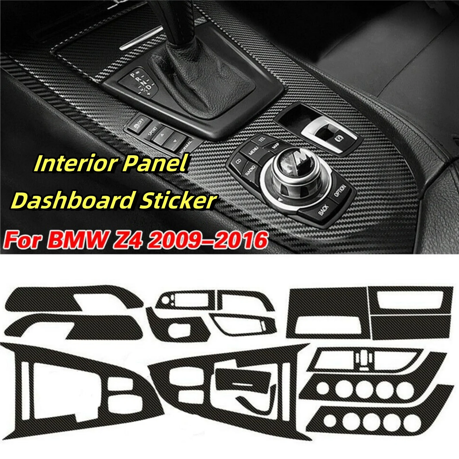 1 conjunto adesivo de carro painel interior do carro adesivo para bmw z4 e89 2009-2016 5d padrão de fibra de carbono interior diy decorativo