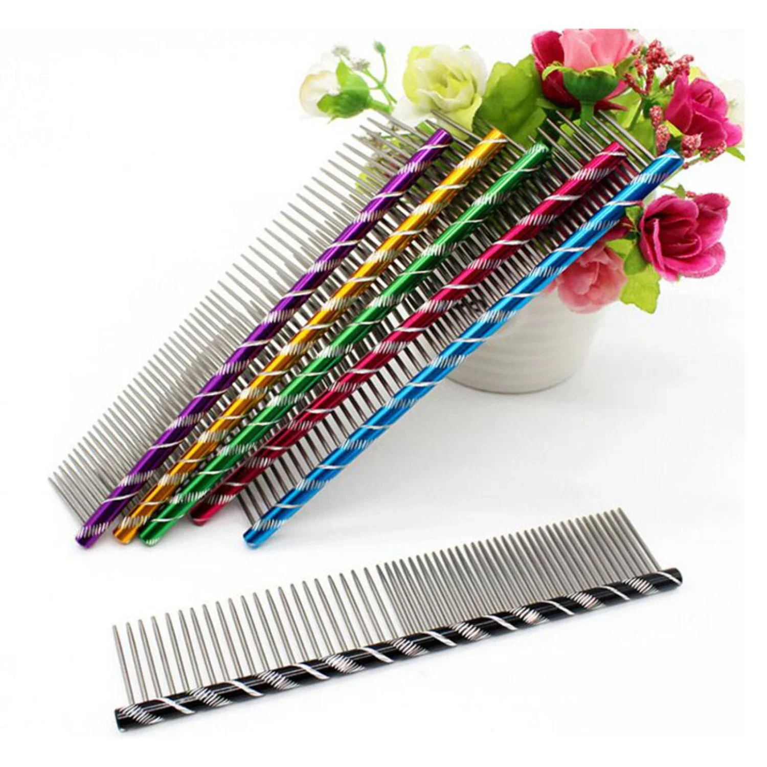 perience with this Luxurious Premium Long Beautiful Grooming Combs Set. Exquisitely Crafted in Vibrant Multi-Colored Stripes, th