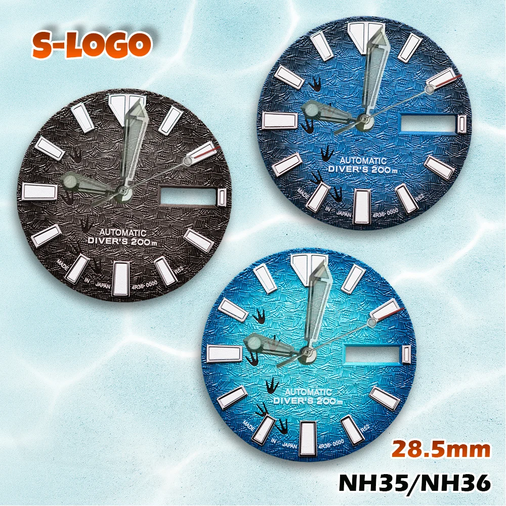 

Циферблат с надписью S-логотипа, 28,5 мм для NH35/NH36 | 3D следы и полосы, светящиеся C3 | Аксессуары для модификации мужских часов