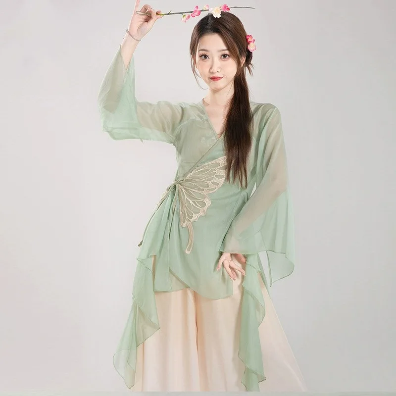 Elegant Butterfly Gauze Classical Dance Tops Gradual Change Practice Clothes New Arrivals for Dance Performances And Practices