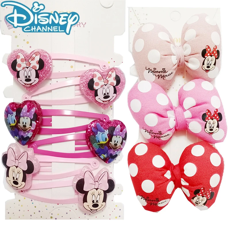 

Kawaii Disney Minnie Hairpin Anime Cartoon Cute Bow Children's Hair Accessories Fashion Girls Bangs Broken Hairpin Wholesale