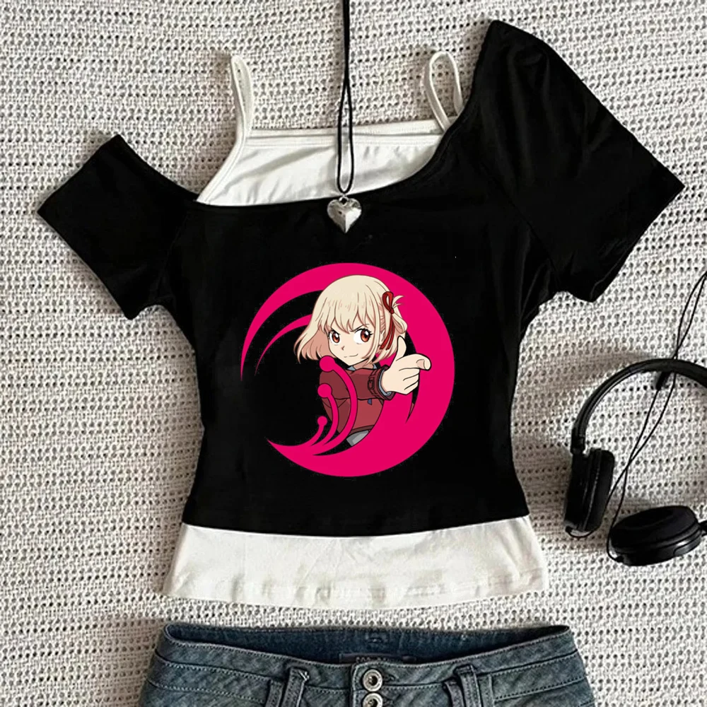 Lycoris Recoil crop top female baddie scene  emo japanese shirt baddie vintage goth alternative  korean fashion
