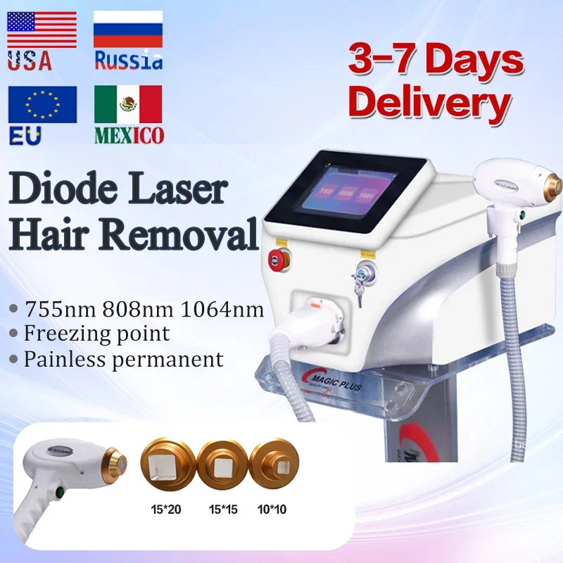 Laser de diodo Depilação Máquina permanente Depilação, Todo o tratamento da pele, Profissional, 3 Comprimento de onda, 808nm, 1064nm, Hot Sales