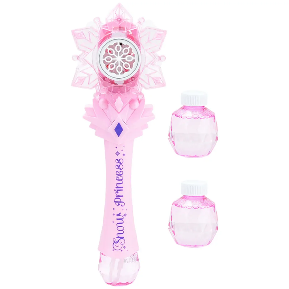 

1 set Automatic Music Glowing Bubble Machine Pink 2 Bottles Safe Cartoon Shape Party Makers Electric