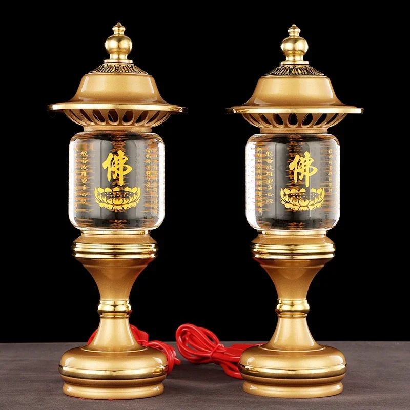 A Pair 2PCS Wholesale Buddhism supply HOME Shop temple altar Buddhist worship tool high grade crystal buddha Light  30cm tall