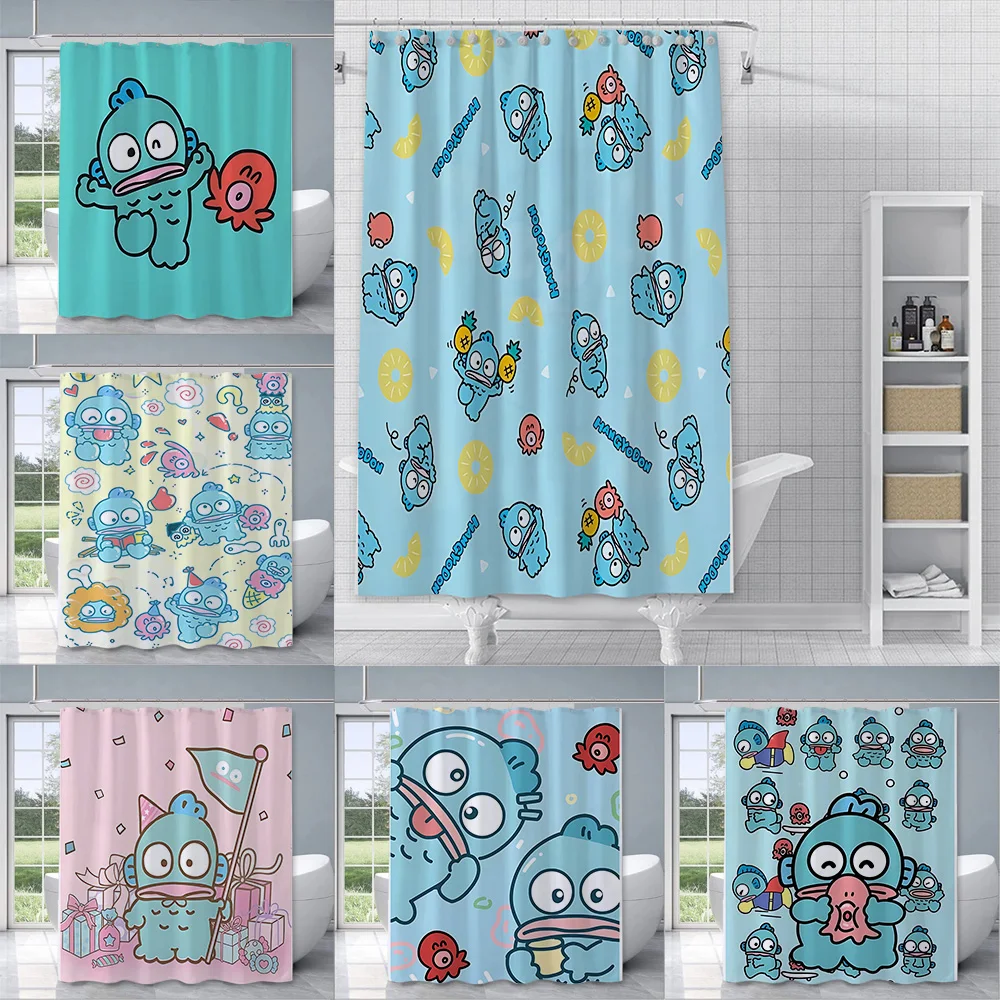 

Shower Cute Hangyodon Curtain Waterproof Polyester Fabric Paint Colorful Bath Curtains Home Bathroom Decor Curtain With Hook