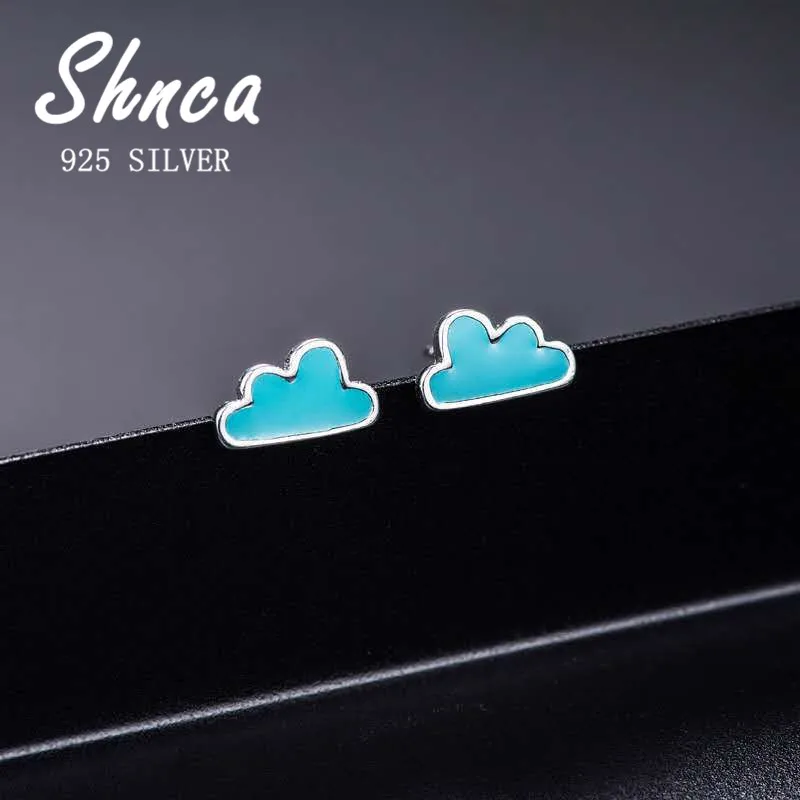 High Quality 925 Sterling Silver Blue Cloud Stud Earrings For Women Girl Sterling-Silver-Jewelry XE171