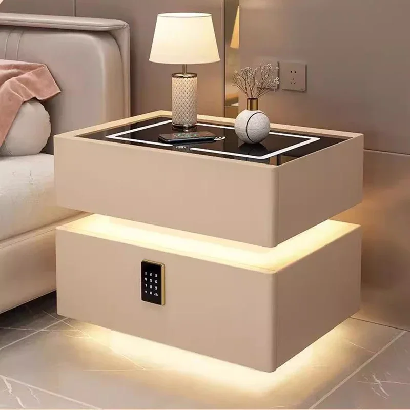 Mesas de Cabeceira Inteligentes Confortáveis com Gavetas para Quarto, Escrivaninha, Mesa Auxiliar, Móveis de Cabeceira