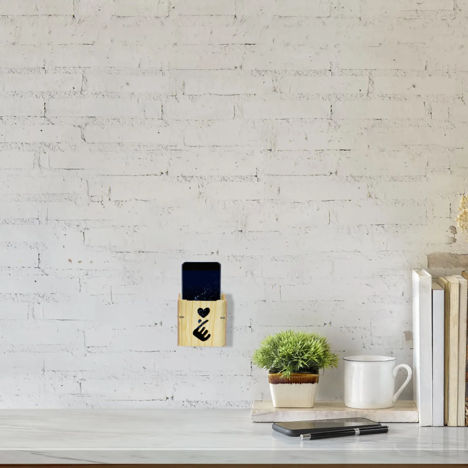 

Wall Mount Remote Controller Stand Wooden Phone Holder Practical Great for Anywhere in Your Home Wall Phone Holder