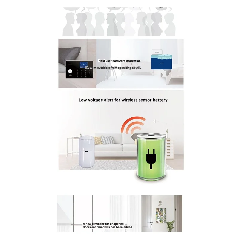 Allarme antifurto ABMF-Tuya G30 per la protezione della sicurezza domestica con display di temperatura e umidità Sistema di allarmi WIFI GSM Spina europea