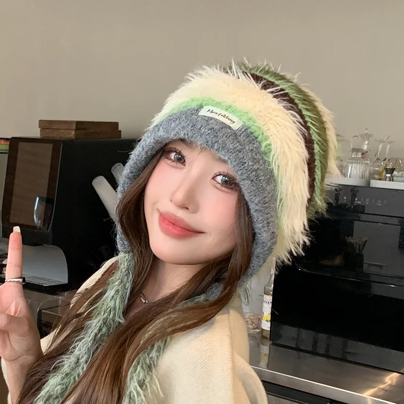 

2025 Y2K Winter Hats for Men Thicker Beanies Knitted Cap Autumn Cycling Beanie Women Fleece-lined Warmer Bonnet Solid Cap