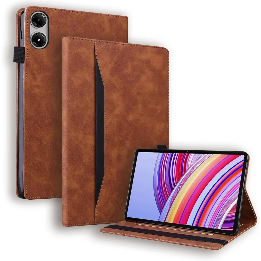 

Case for Xiaomi Poco Pad M1 12.1 inch 2025 Retro PU Leather & TPU Hybrid Cover with Kickstand Card Slots Anti-Slip Grip Strap