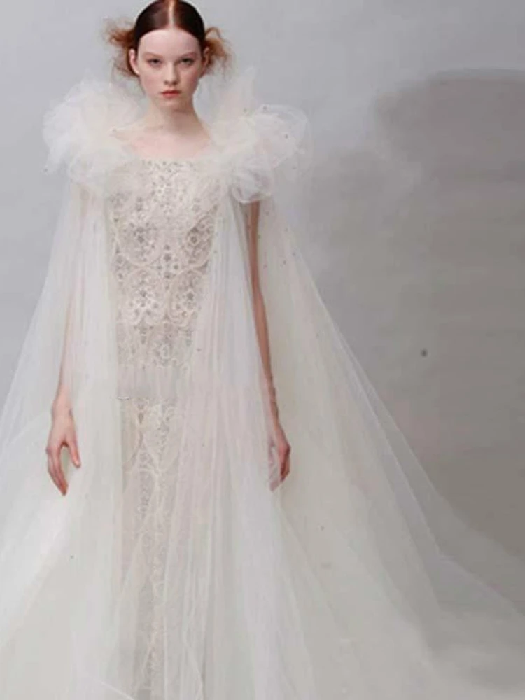 

Солнцезащитный кружевной плащ-накидка Fairylike Lace awl Bubble Sve Cloak Thin Sle для женщин, черно-белый, универсальный, для свадебной фаты, этнических и сценических выступлений