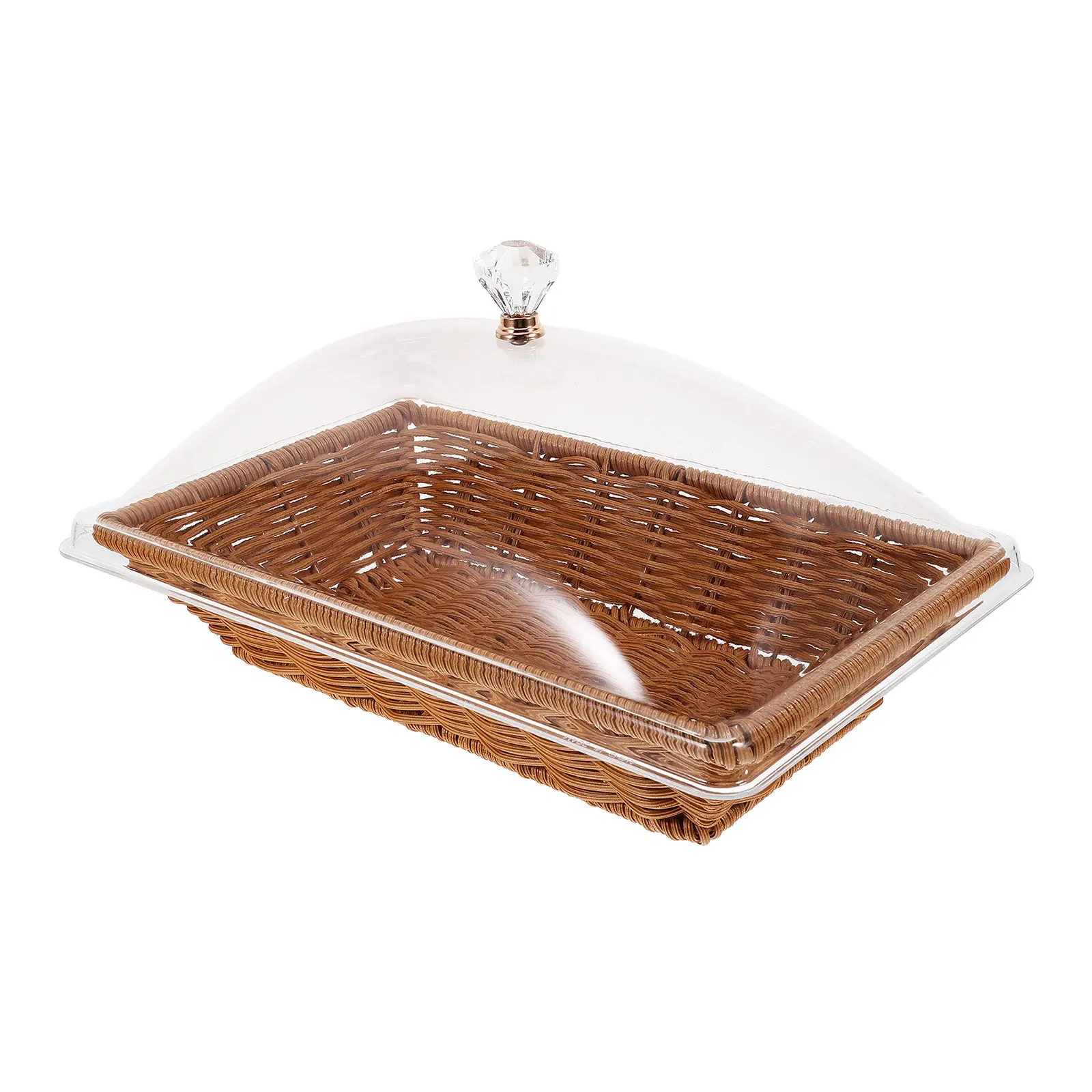 

Набор из 1 плетеной корзин для хранения хлеба, фруктов, яиц с прозрачной акриловой крышкой, корзина для сохранения свежести продуктов, органайзер для кухонной столешницы