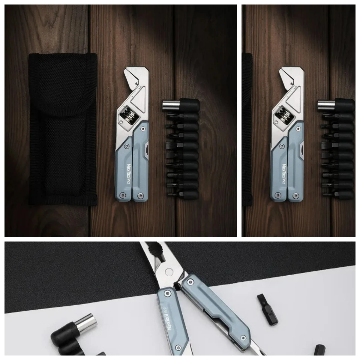 8 In 1 Light Wrench W2 Multi Tool Foloding Pliers Multi-functional Spanner Screwdriver Outdoor Camping EDC Hand Tools